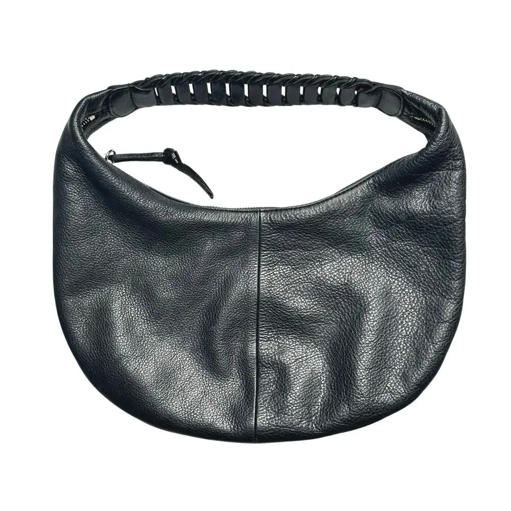 Banana Republic | Women | Vintage Y2K Black Pebbled Leather Hobo Braided Handbag